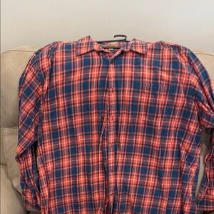 Men's Orange and Blue Plaid Shirt